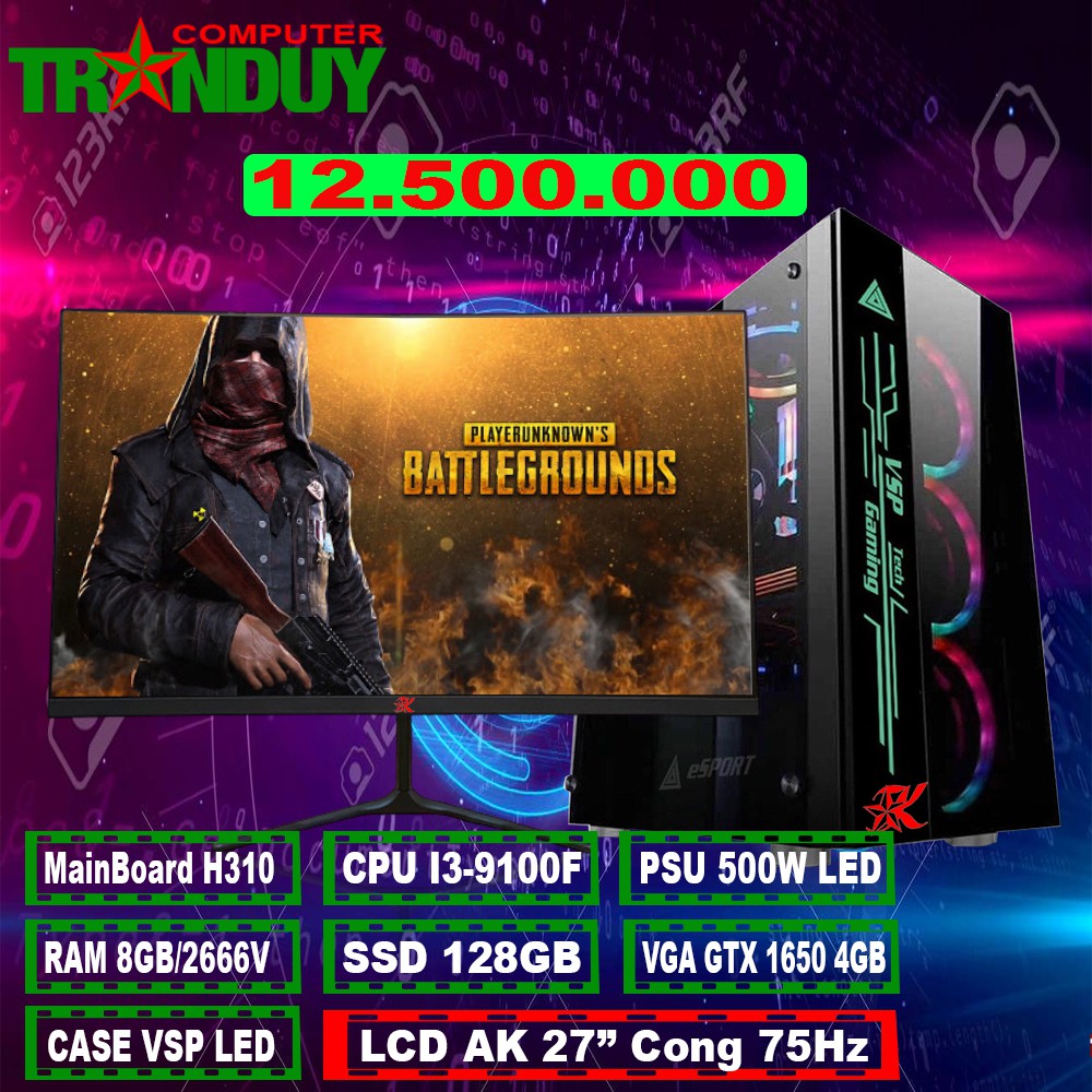 Bộ Máy Game TD01/I3-9100F/8GB/SSD 128GB/VGA 1650 4GB/LCD 27inh New | BigBuy360 - bigbuy360.vn