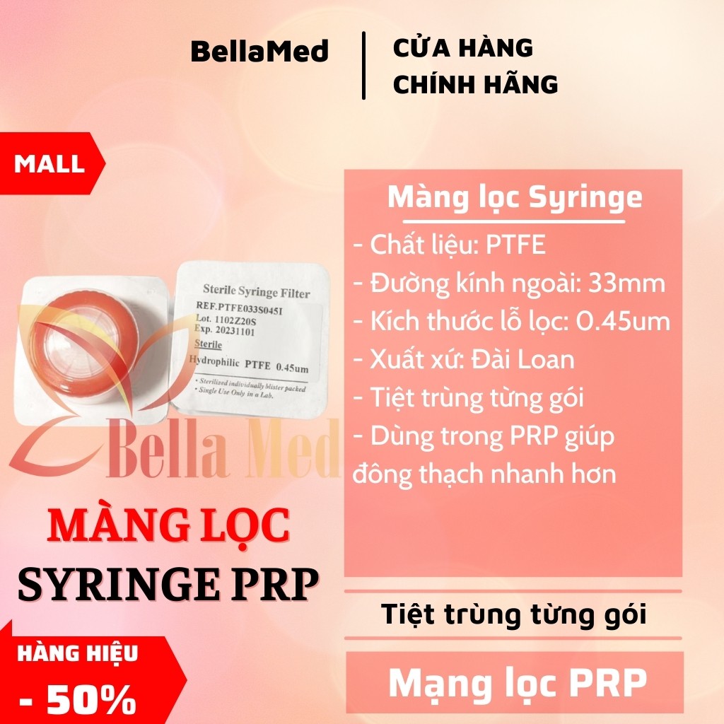 Màng Lọc Syringe Prp Ptfe 0.45 Vô Trùng Từng Cái