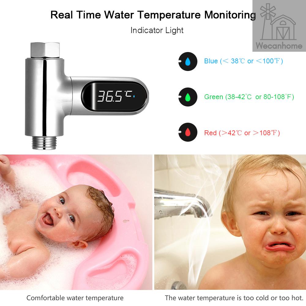 LED Digital Shower Temperature Display 0~100℃ Baby Bath Water Thermometer Celsius/ Fahrenheit Display 360° Rotating Screen for Home Kitchen Bathroom