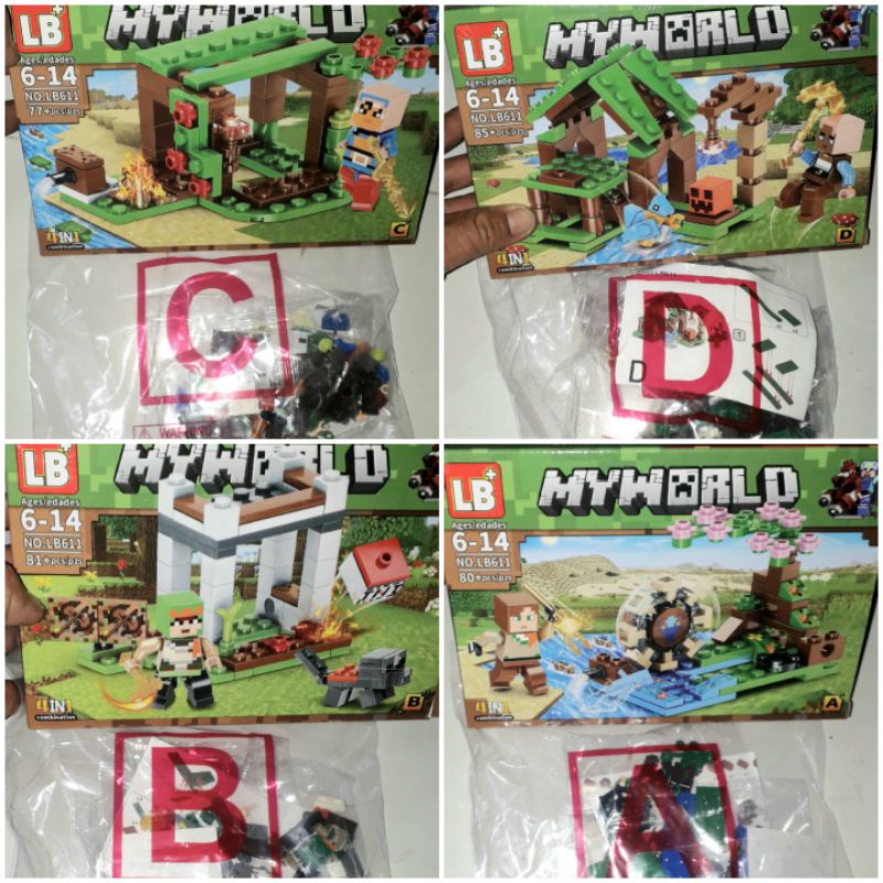Lắp ráp 1 hộp Minecraft My World LB611 Lâu Đài có nhiều chi tiết bằng nhựa ABS