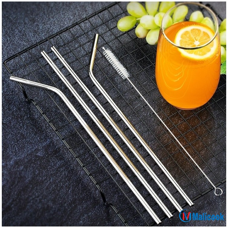 Bộ ống hút Inox [SIÊU SALE 1K] 304 cao cấp  Malicook bộ ống hút thằng + cong + 1 cọ rửa | BigBuy360 - bigbuy360.vn