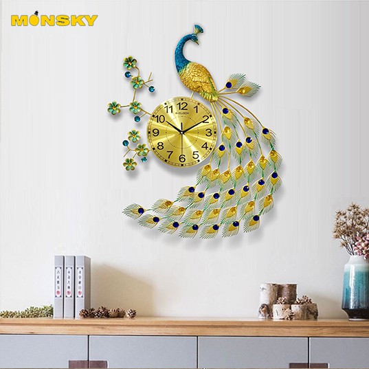 Đồng hồ treo tường MONSKY GCLOCK loại 80X65 (cm) cao cấp làm từ kim loại sơn tĩnh điện chạy máy kim trôi chuẩn (1809)