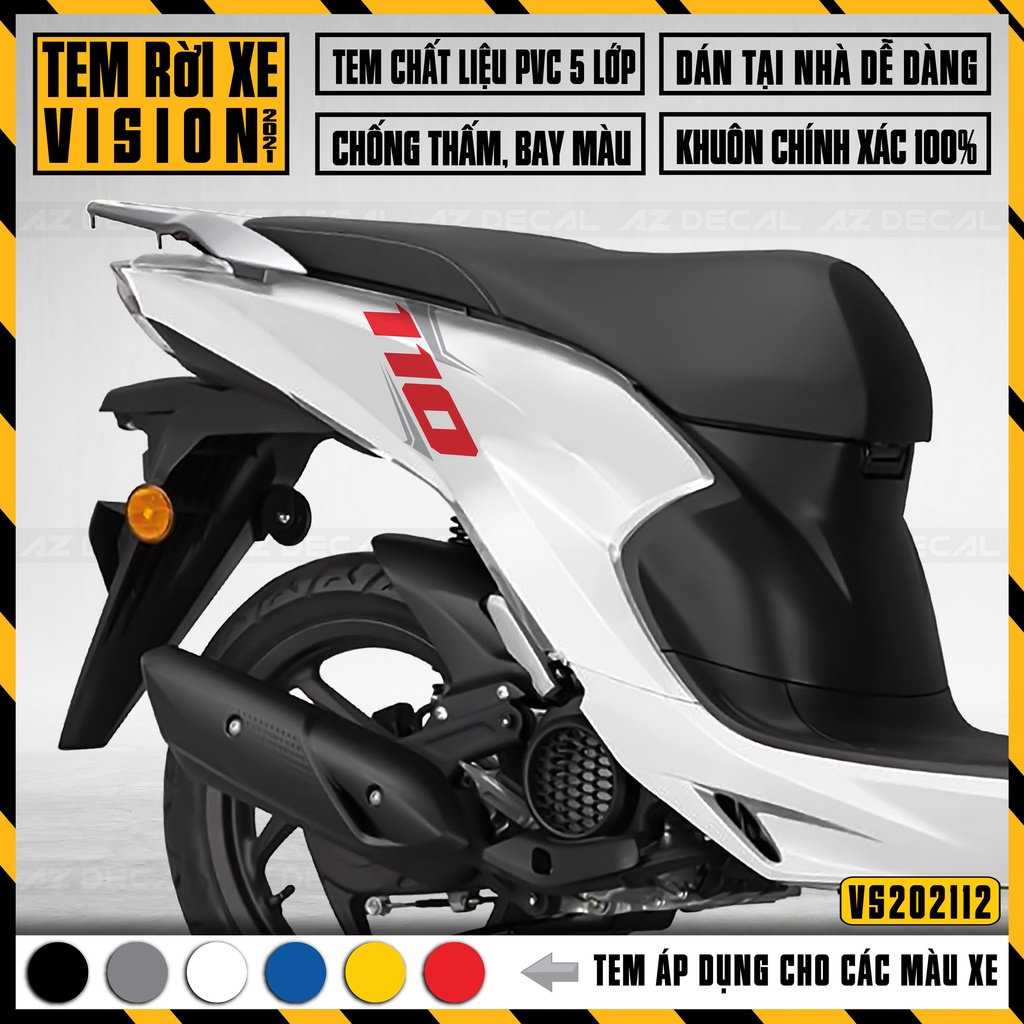 Tem Rời Xe Vision 2015 - 2022 Mẫu 110 Cách Điệu | VS12 | Decal Dán Xe Vision Cắt Khuôn Sẵn, Chống Nước