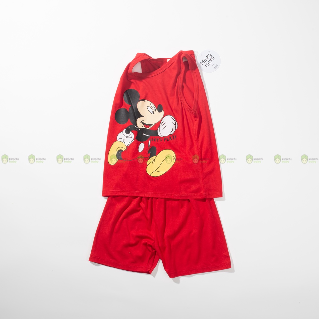 [SZ ĐẠI] Bộ Ba Lỗ Bé Trai, Bé Gái MinkyMom Vải Thun Lạnh Hoạ Tiết Mickey, Áo 3 Lỗ Cho Bé Mặc Hè Thoáng Mát MKM3LO2208