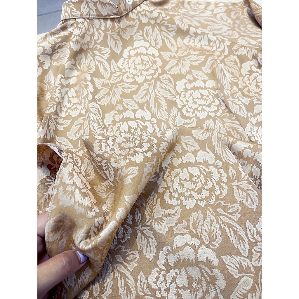 Áo dài gấm nâu tây sang trọng - Áo dài mẹ bà sui trung niên