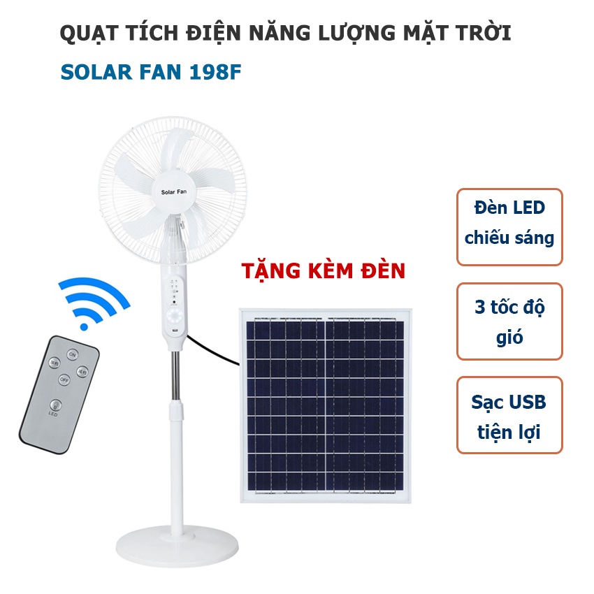 Quạt tích điện quạt sạc năng lượng mặt trời Solar Fan có pin chống chai 18k mAh chỉ sạc 4-6 tiếng dùng liên tục10 tiếng