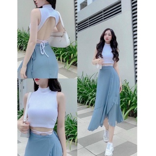 Áo Croptop Cổ Lửng Ôm Body Hở Lưng Phối Dây Đan Eo Cuốn Hút Tôn Dáng A90- 338 -2M