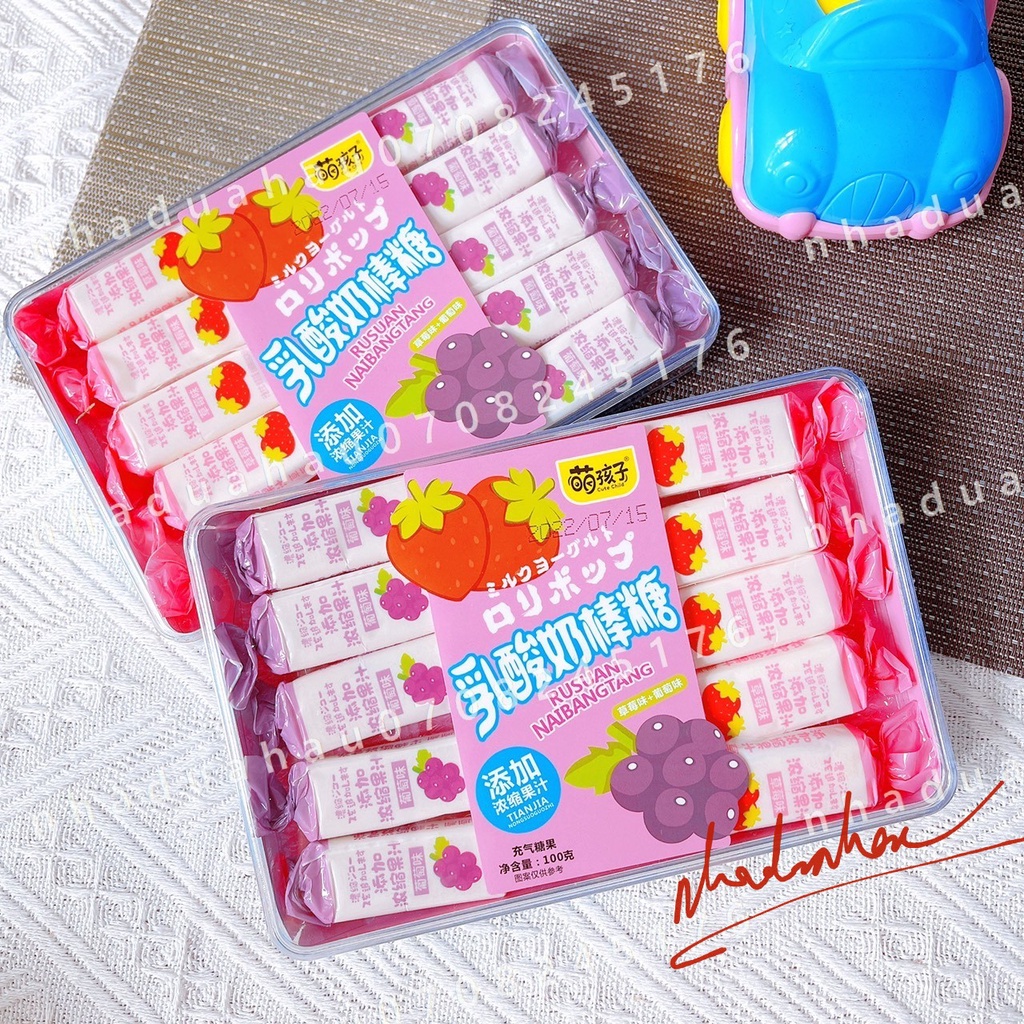 Một hộp kẹo điều ước sắc màu dễ thương vị trái cây/ yogurt/ que mút Cute Child Hongkong hộp 125gam