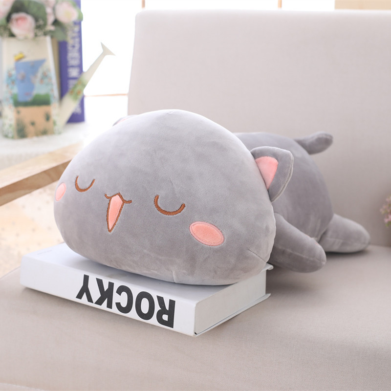 Búp Bê Đồ Chơi Hình Chú Mèo Đang Nằm Màu Trắng Và Đen Kích Thước 30CM-65CM