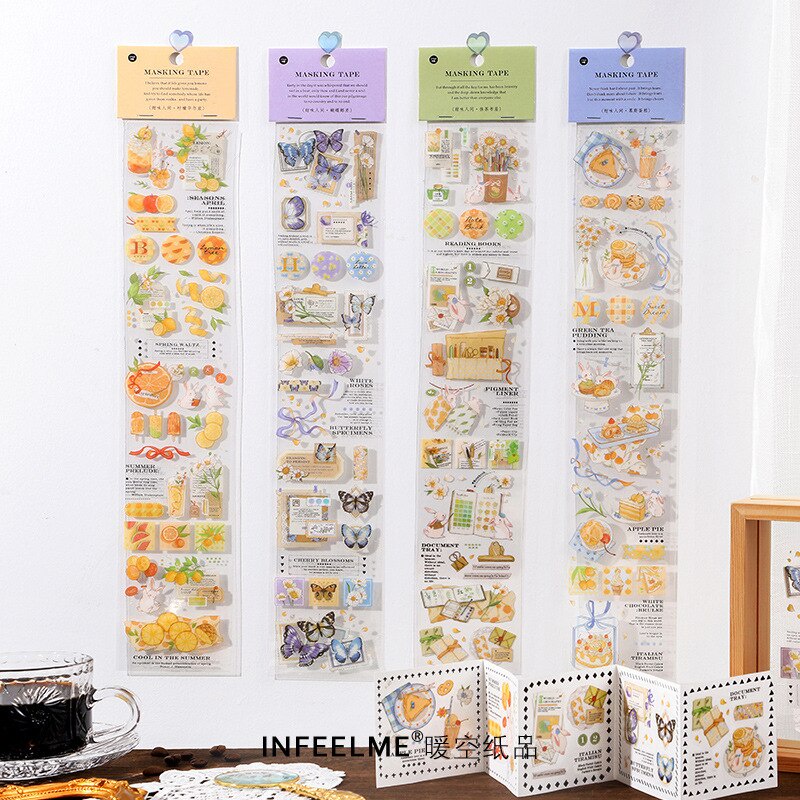 Set 2 Cuộn Băng Keo 65mm Chống Thấm Nước Họa Tiết Hoạt Hình Dễ Thương Dùng Để Trang Trí Sổ Tay / Nhật Ký / Laptop