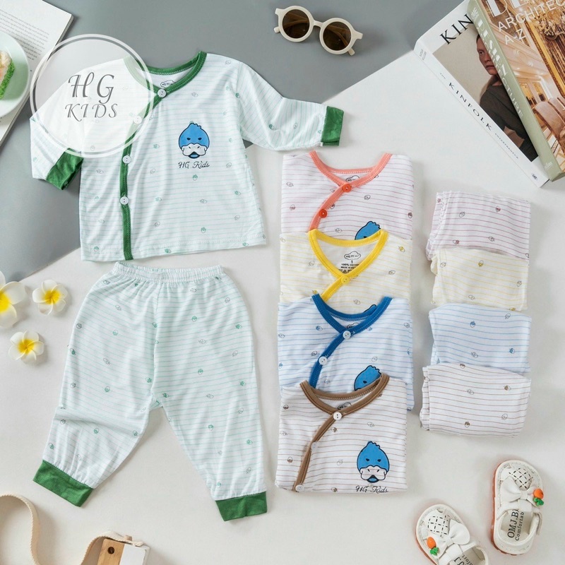 Bộ sơ sinh pha tre Minky Mom kẻ hoạ tiết