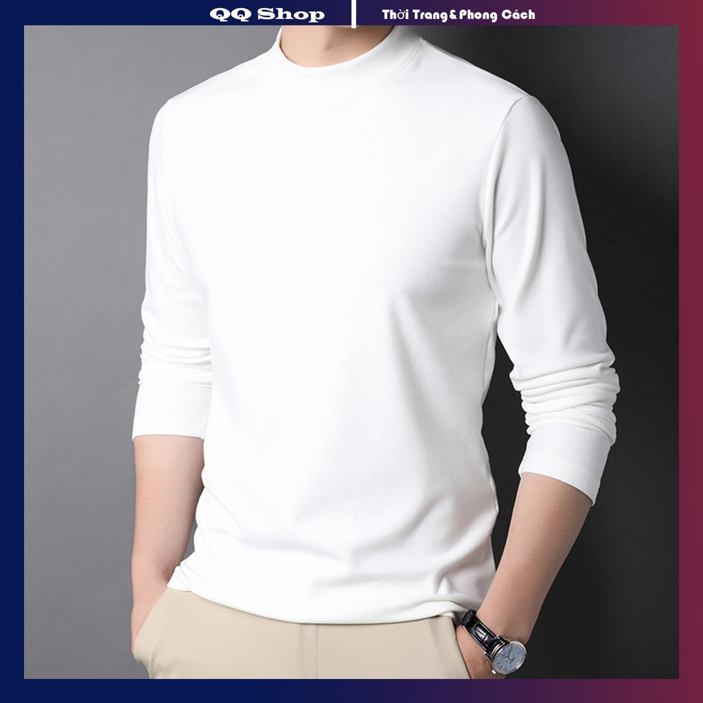Áo giữ nhiệt áo thun nam dài tay cổ cao 5 phân giữ ấm, lót chất nỉ dày dặn -QQ SHOP
