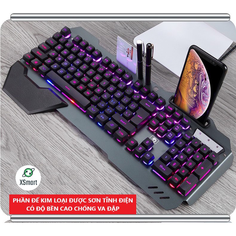 Bàn Phím Gaming K618 Super Pro New 2022 Led Đổi Màu 10 Chế Độ Led Khác Nhau Ngang Phím Cơ PC - XSMART