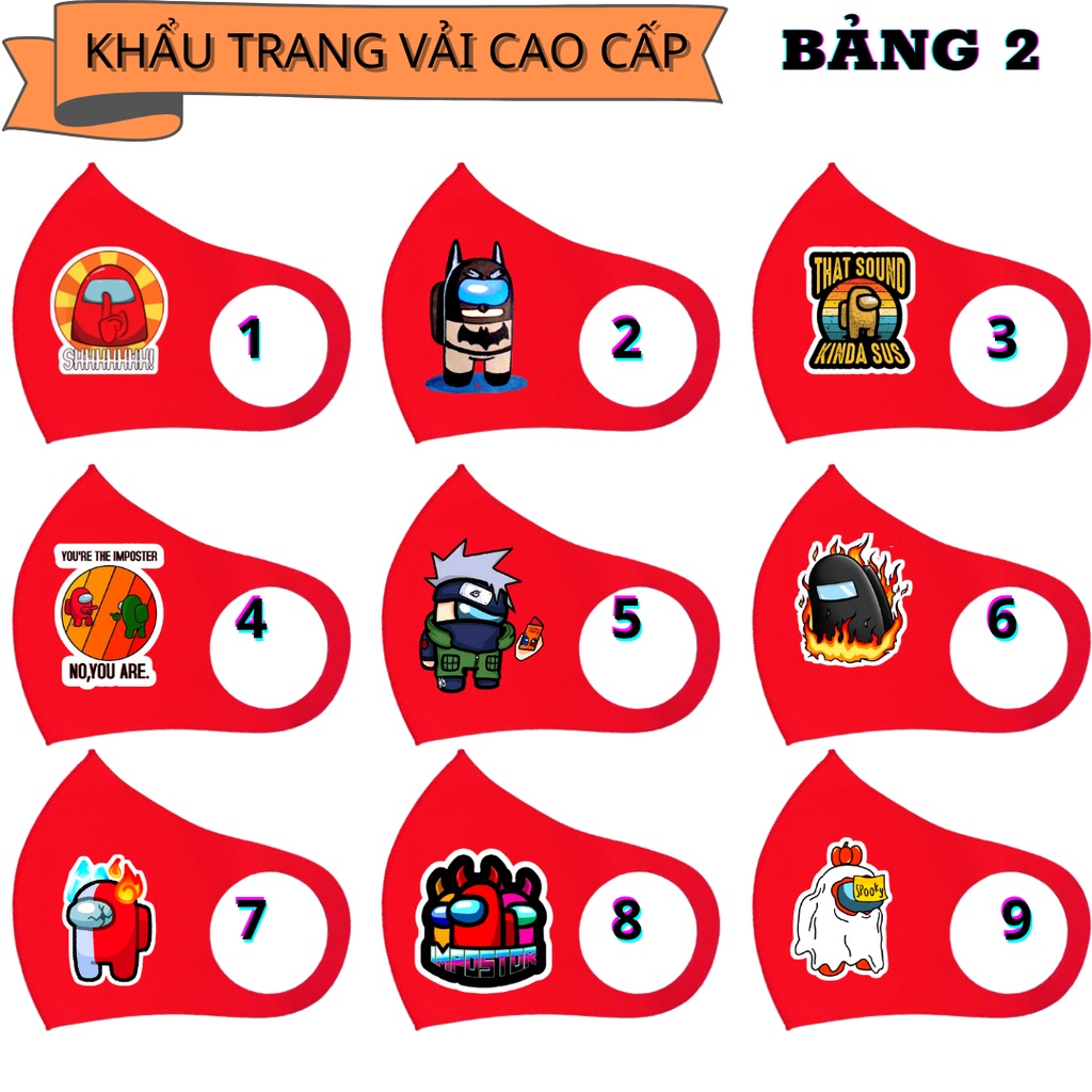 (45 MẪU) 1 CÁI KHẨU TRANG AMONG US - MÀU ĐỎ | BigBuy360 - bigbuy360.vn