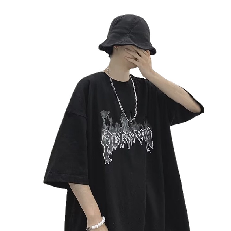 Áo Thun Dáng Rộng In Chữ Phong Cách Hàn Quốc Thời Trang Mùa Hè Cho Nam Và Nữ size M-8XL