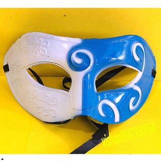 Mặt nạ nửa mặt trắng phối xanh cổ điển Che Nửa Mặt Dùng Cho Tiệc Halloween,sự kiện,lễ hội hóa trang có dây đeo