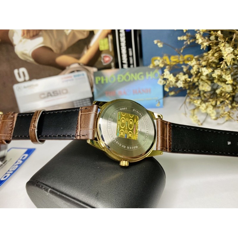 Đồng hồ nam dây da Casio chính hãng Anh Khuê MTP-V001GL-9BUDF