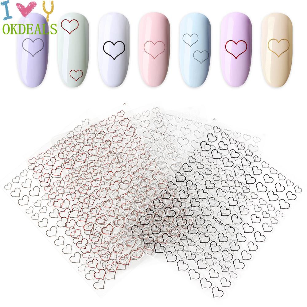 1 Miếng Dán Móng Tay Thiết Kế Trái Tim 3D Đơn Giản Mẫu Mới 2021|Miếng Dán Trang Trí Móng Tay Nhiều Màu Sắc Thời Trang Mùa Hè