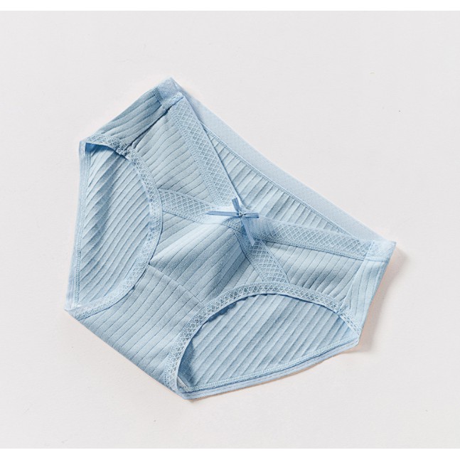 Set 4 QUẦN LÓT BẦU Cạp Chéo Cotton Cao Cấp - Kháng Khuẩn - BAO CHẤT LƯỢNG - GL03 REN - Xanh hồng be