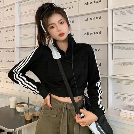 Áo Khoác Nỉ Nữ Croptop 3 Sọc Dài Tay Áo Khoác Nỉ Ngoại Dáng Lỡ Tay Áo 3 Sọc Freesize | BigBuy360 - bigbuy360.vn