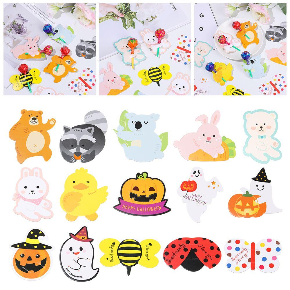 UUMIR Bộ 25 / 50 Thẻ Gắn Kẹo Mút In Hoạt Hình Dùng Trang Trí Tiệc Halloween / Giáng Sinh