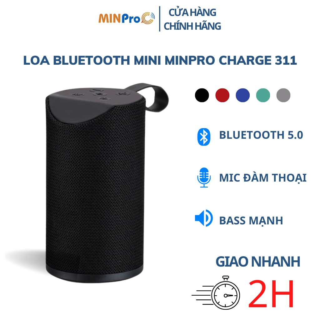 Loa bluetooth mini MINPRO CHARGE 311 không dây giá rẻ nghe nhạc bass mạnh có mic