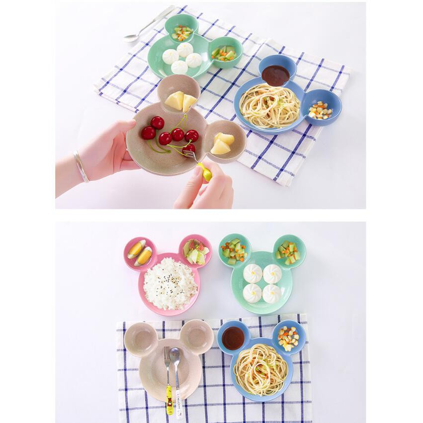 Khay ăn dĩa chia ngăn cho bé Mickey làm từ sợi lúa mì Wheat straw