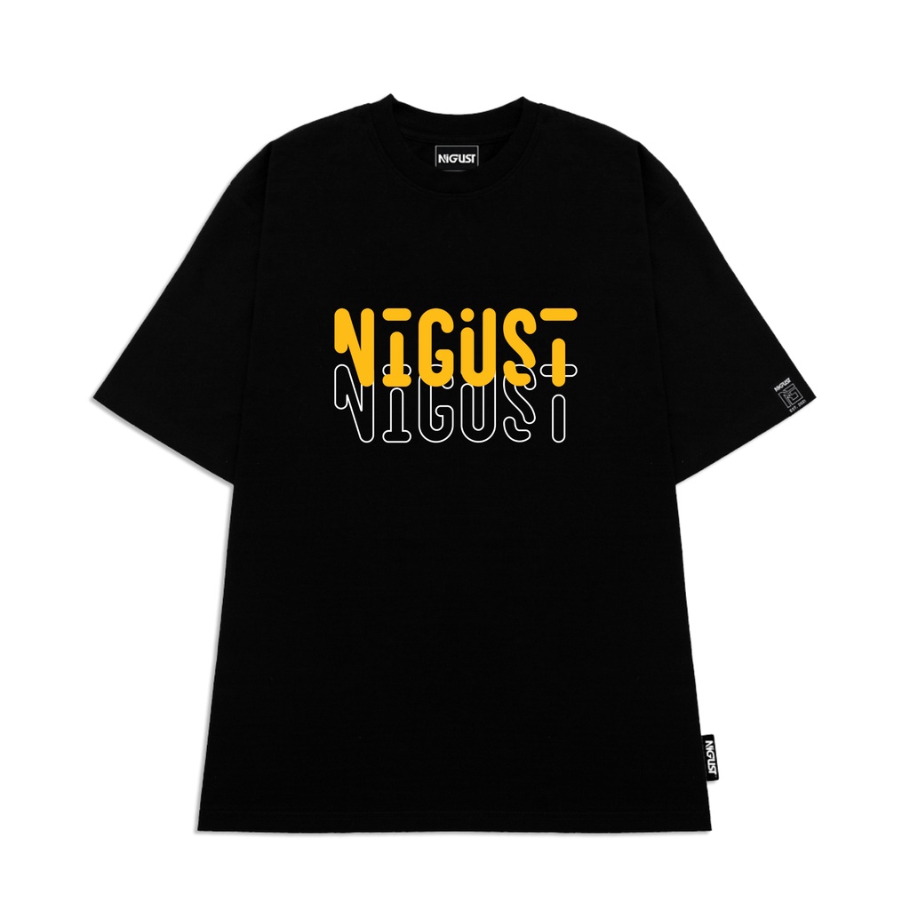 Áo Thun đen tay lỡ NIGUST Signature N215 vải cotton cao cấp 4C Fullbox