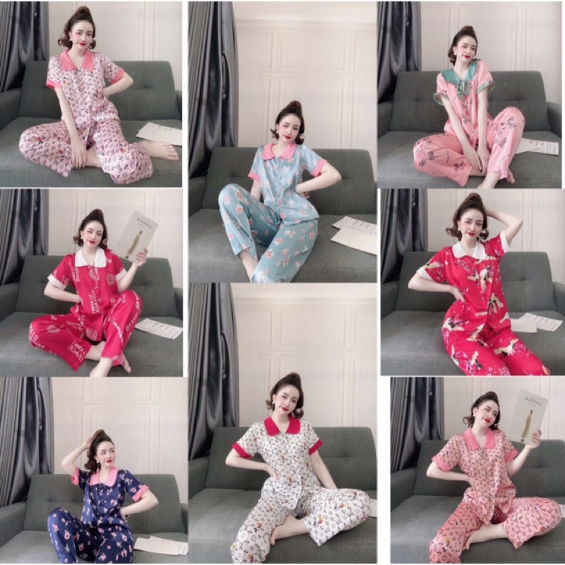 Bộ Lụa Satin, Đồ Bộ Pijama Mặc Nhà( xả kho 70%)