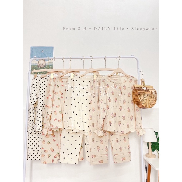 BỘ PIJAMA CHẤT ĐŨI NHĂN HÀN HOẠ TIẾT - BỘ MẶC NHÀ HOẠ TIẾT CHẤT XÔ MUSLIN SIÊU XINH | BigBuy360 - bigbuy360.vn