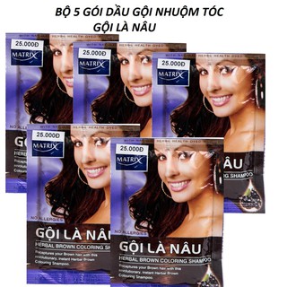 Dầu Gội Nhuộm Tóc - Gội Là Nâu Matrix 25g [Bộ 5 Gói]