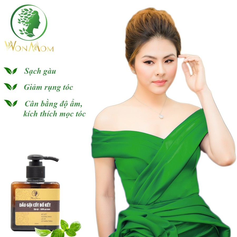 Bộ dưỡng thơm tho body và làm sạch cơ thể Wonmom [1 dầu gội cốt bồ kết + 1 sữa tắm thảo dược]