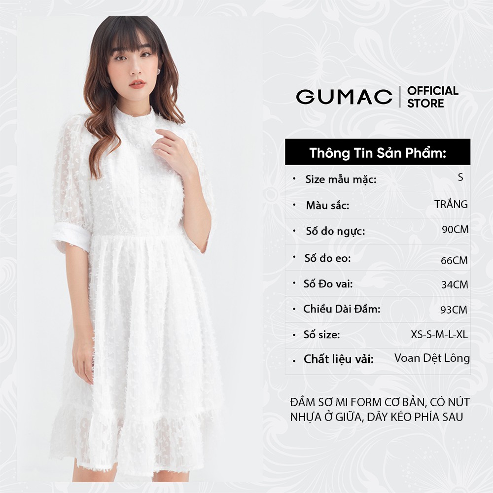 Đầm nữ sơ mi tùng xòe GUMAC màu trắng dễ thương DB645 | BigBuy360 - bigbuy360.vn