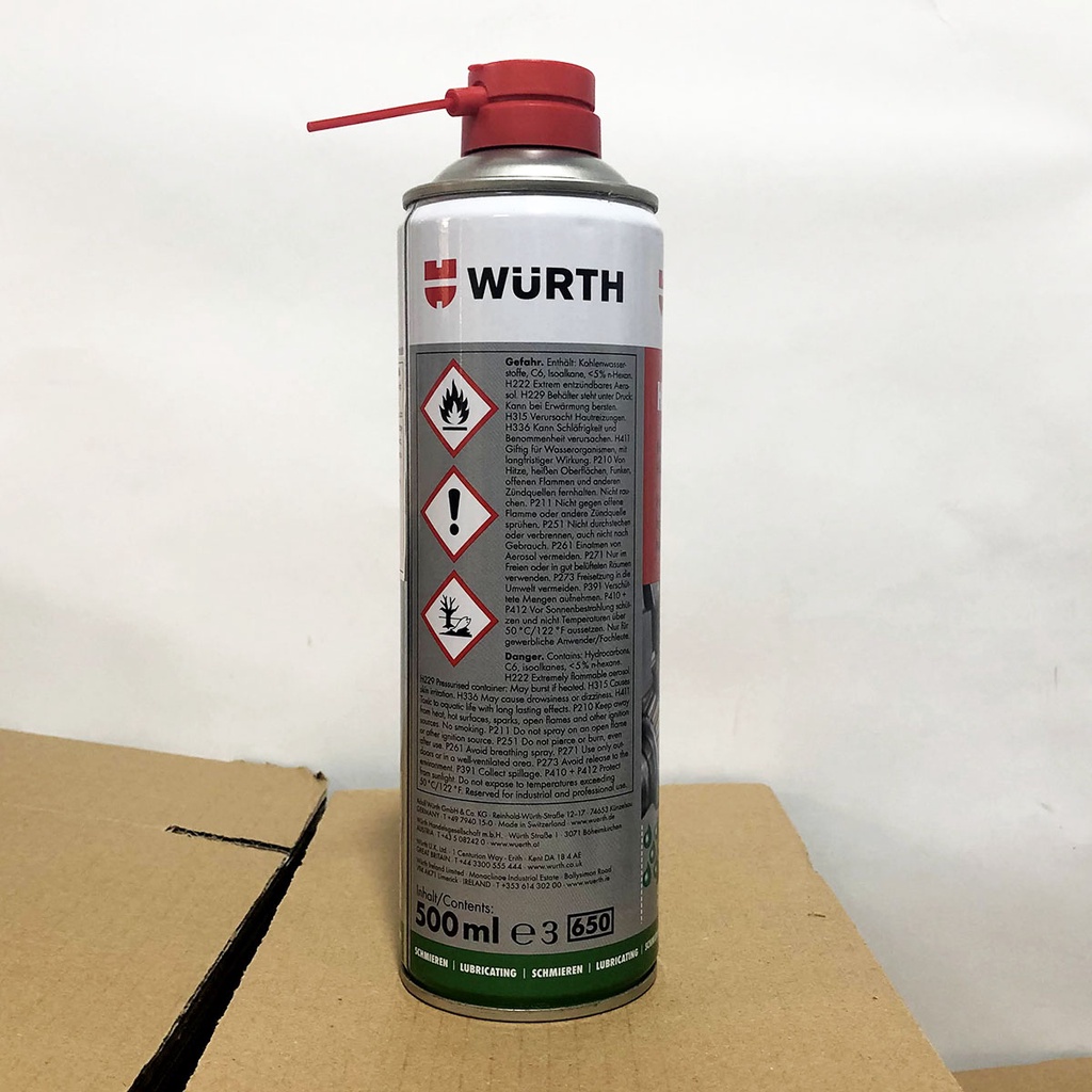 Mỡ bò HHS 2000 Wurth bôi trơn đa dụng, chịu nhiệt, chịu áp lực cao - chai xịt 500ml