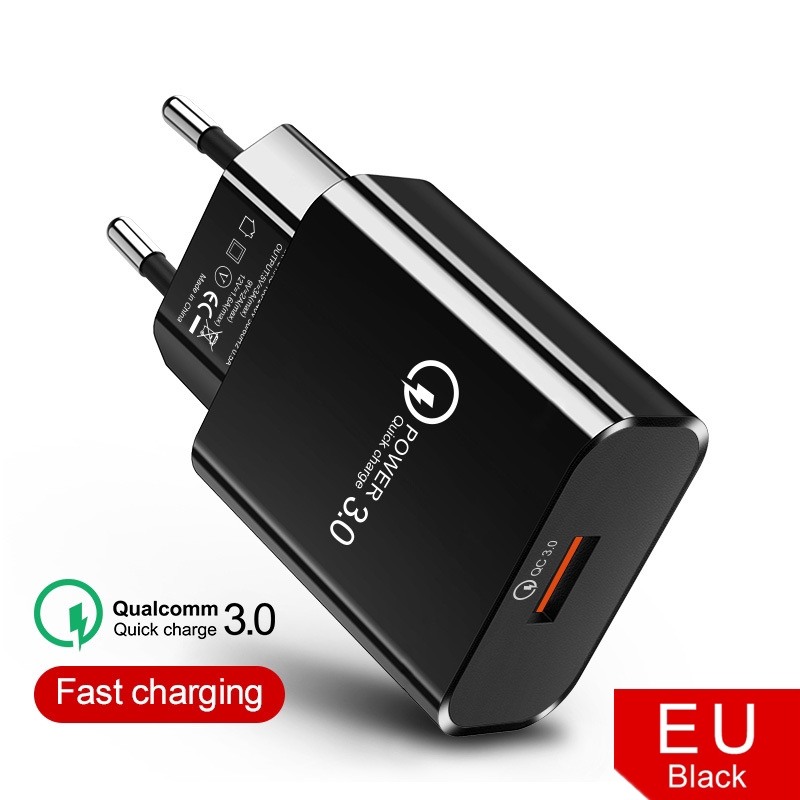 Cốc sạc USB QC3.0 đa năng 18W hỗ trợ sạc nhanh với phích cắm EU