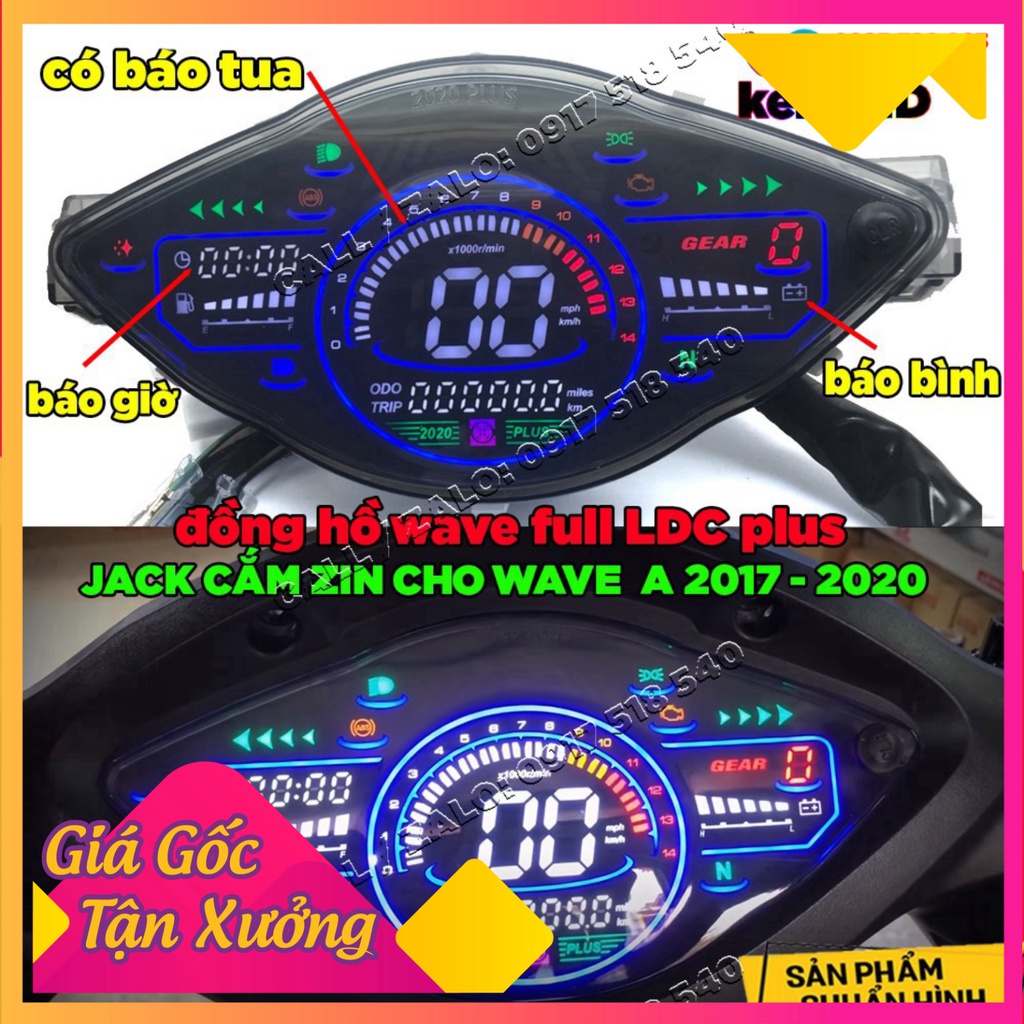 Đồng hồ điện tử 2020 PLUS gắn Wave Alpha, Wave S , Wave RS , Wave 50cc full led lcd ( đối chiếu mẫu gống hình) (Ảnh Sp t