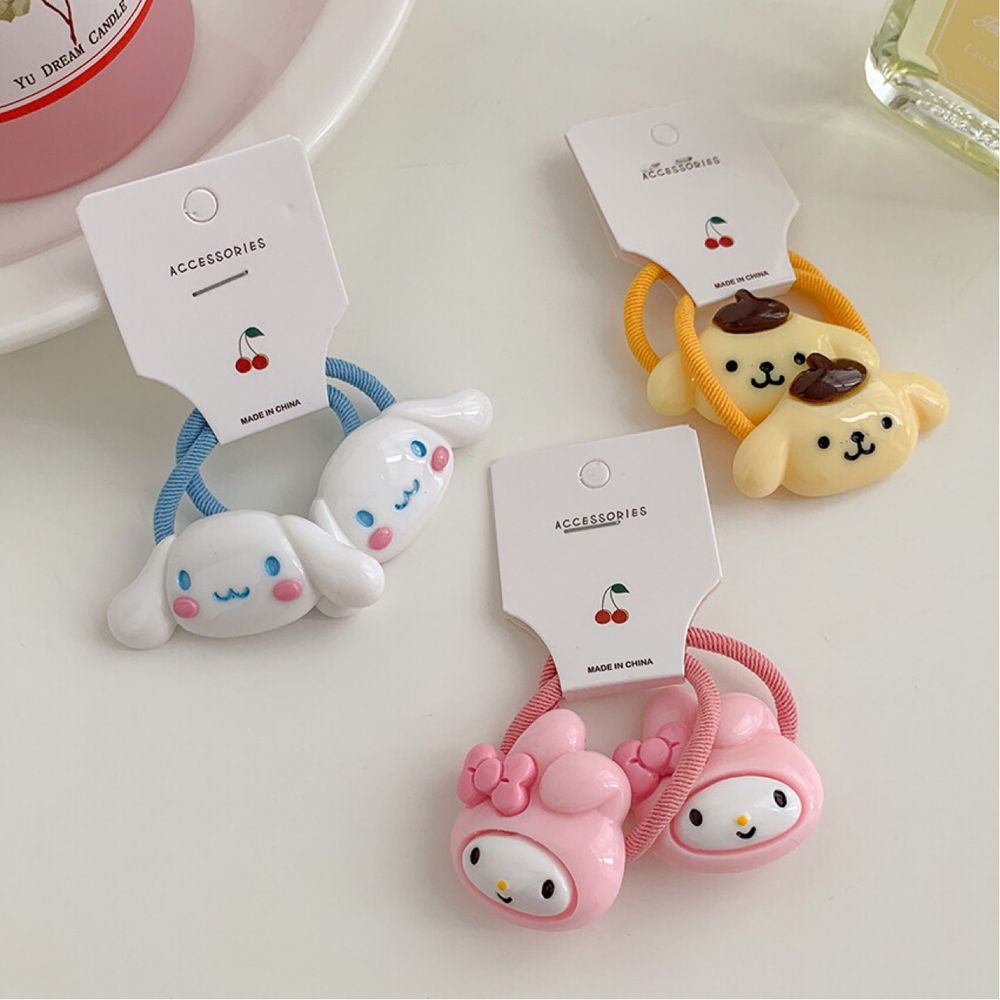EXPEN Elastic Children Hair Rope Hair Tie Kuromi Barrettes Korean Rubber Bands Letter Hair Clips Cute Rabbit Cartoon Animal For Girls Kids Ponytail Holder