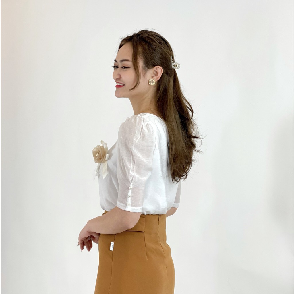 Áo sơ mi nữ công sở tay lỡ chất liệu Voan Lụa sang trọng nhẹ ,mát, phù hợp công sở dự tiệc Emvy H8