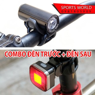 COMBO Đèn xe đạp trước và sau, 350lumen, Chống nước sạc USB - RAYPAL 2289+2287