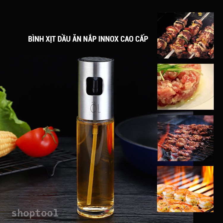 Bình xịt dầu ăn nắp inox