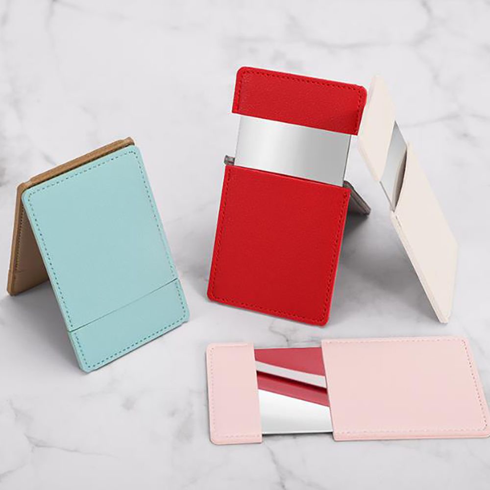 [Hàng mới về] Gương trang điểm bỏ túi siêu mỏng hình chữ nhật bằng da pu 6 màu tùy chọn