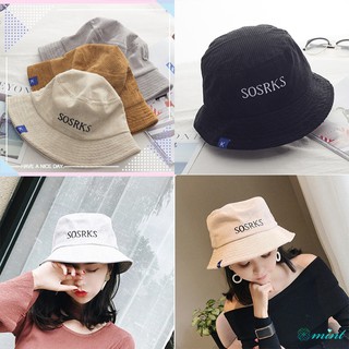 Bucket Hats Men Women Embroidery Corduroy Material Korean Style Posts for Couples
