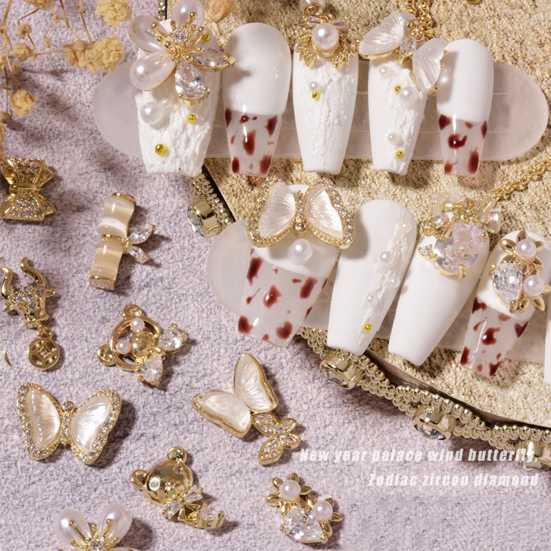 Set 2 Phụ Kiện Trang Trí Móng Tay Nghệ Thuật Hình Hoa Bướm 3D 2021#