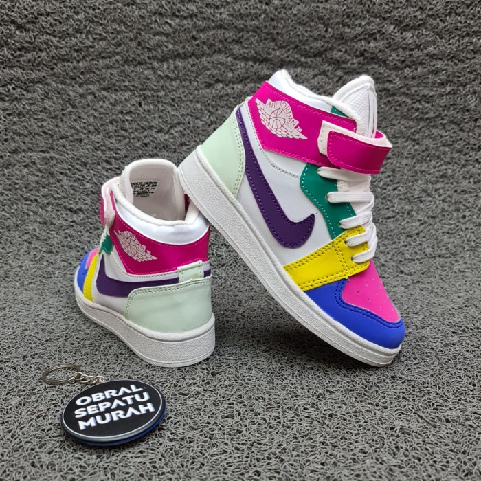 Giảm giá giày NIKE AIR JORDAN 1 BASKET BALL Tosca pelangi KIDS - Toscashop cỡ 26 - Thop