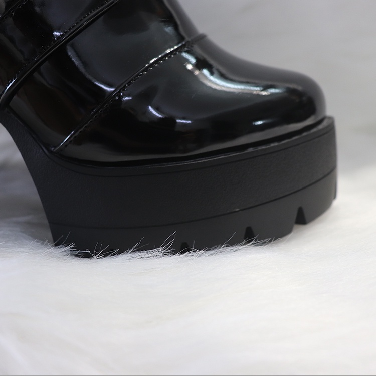 (Ảnh thật) Giày boot nữ cao gót da bóng cột dây SÀNH ĐIỆU GBN104