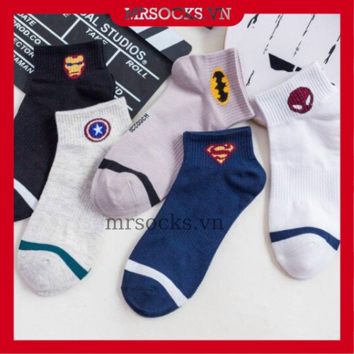 Vớ Tất Cổ Ngắn Siêu Anh Hùng cotton kháng khuẩn, hàng loại 1 bao đổi trả dành cho cả nam và nữ