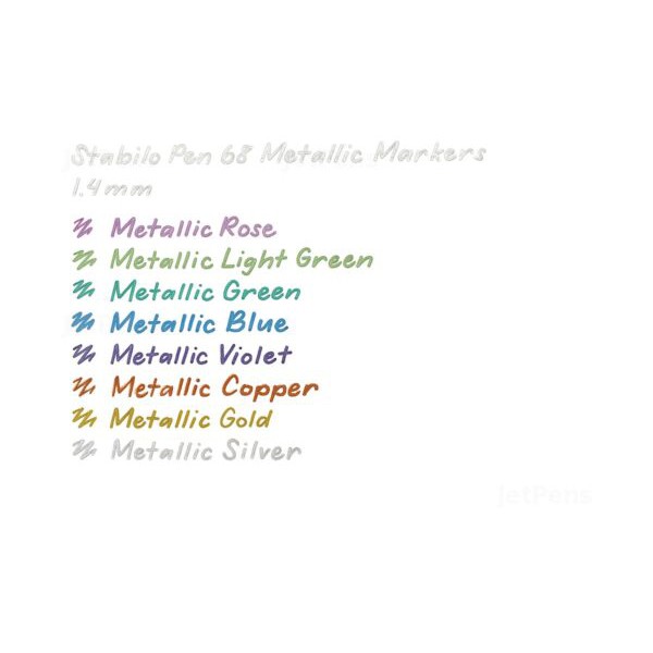 Bút lông nhũ Stabilo Pen 68 Metallic Marker – 1.4 mm – Màu xanh lá nhũ (Green)