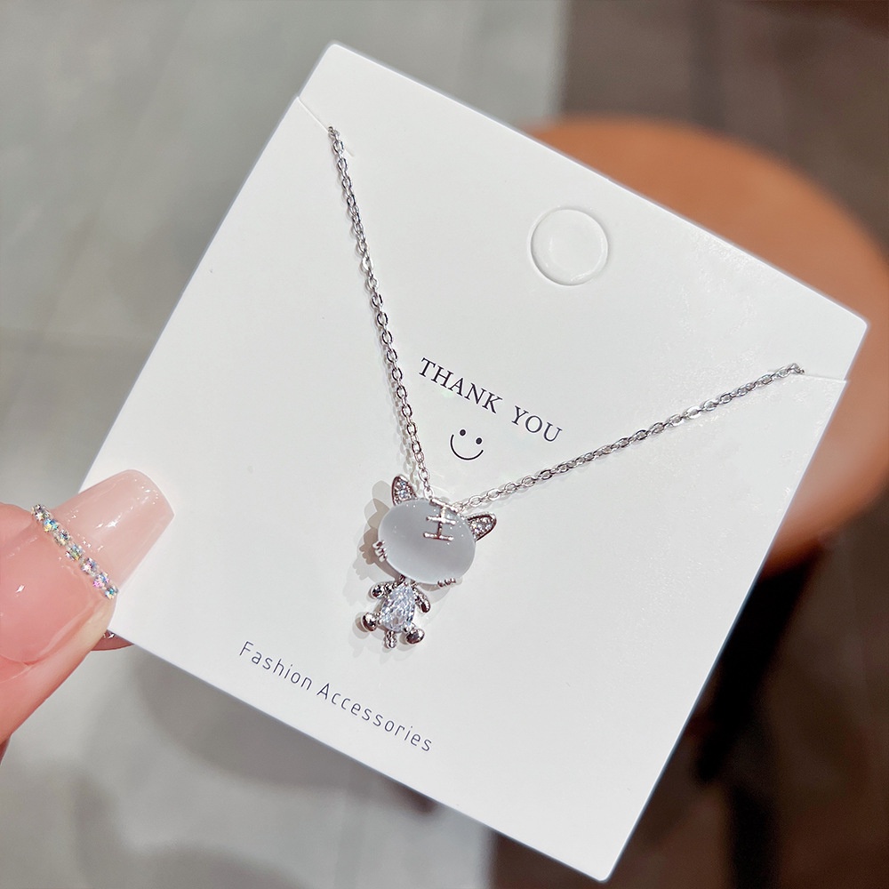 XiaoboACC Vòng Cổ Mặt Hình Hổ Đính Đá Opal Cho Nữ - 38cm+6cm