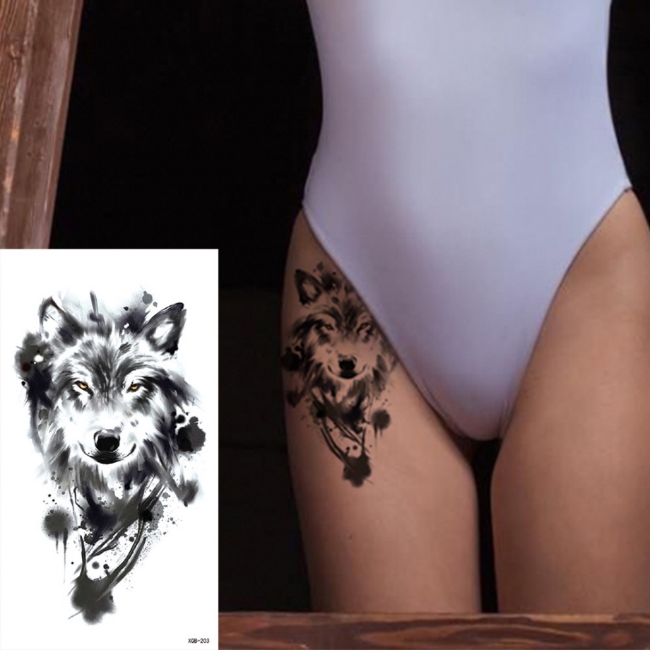 Hình Xăm Dán Tạm Thời Chống Nước Hình Đầu Lâu / Hoa / Sói / Mặt Trăng / Chim Nghệ Thuật Cho Nam Và Nữ