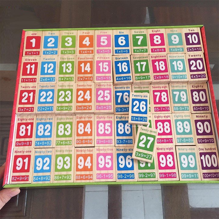 Đồ Chơi Domino Số Học 1️⃣0️⃣0️⃣ Chi Tiết Bằng Gỗ Cho Bé